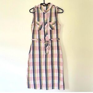 Wrangler | Pearl Snap Cotton Sleeveless Western Midi Dress | Pink Ombré | Size M